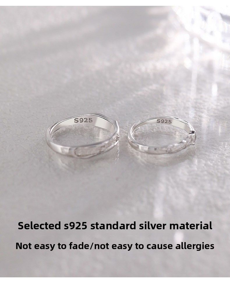 S925 Sterling Silber Nordstern-Paarringe für Damen und Herren, hochwertiger Luxus-Schmuck: Verstellbare offene Ringe_voghion.com