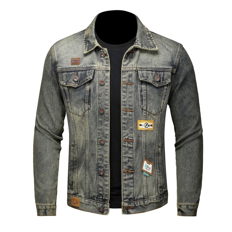 Americká těžká džínová bunda pánská podzimní a zimní 2024 trendy značková elegantní bunda s volným střihem a vyšívaným topem_voghion.com