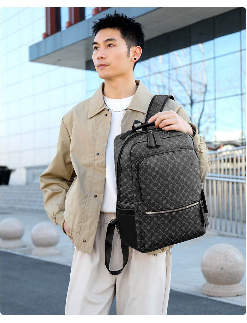 Men's Bags Men's Simple Backpack New Style Fashionable Large Capacity Computer Bag Popular Printing Travel Backpack_voghion.com