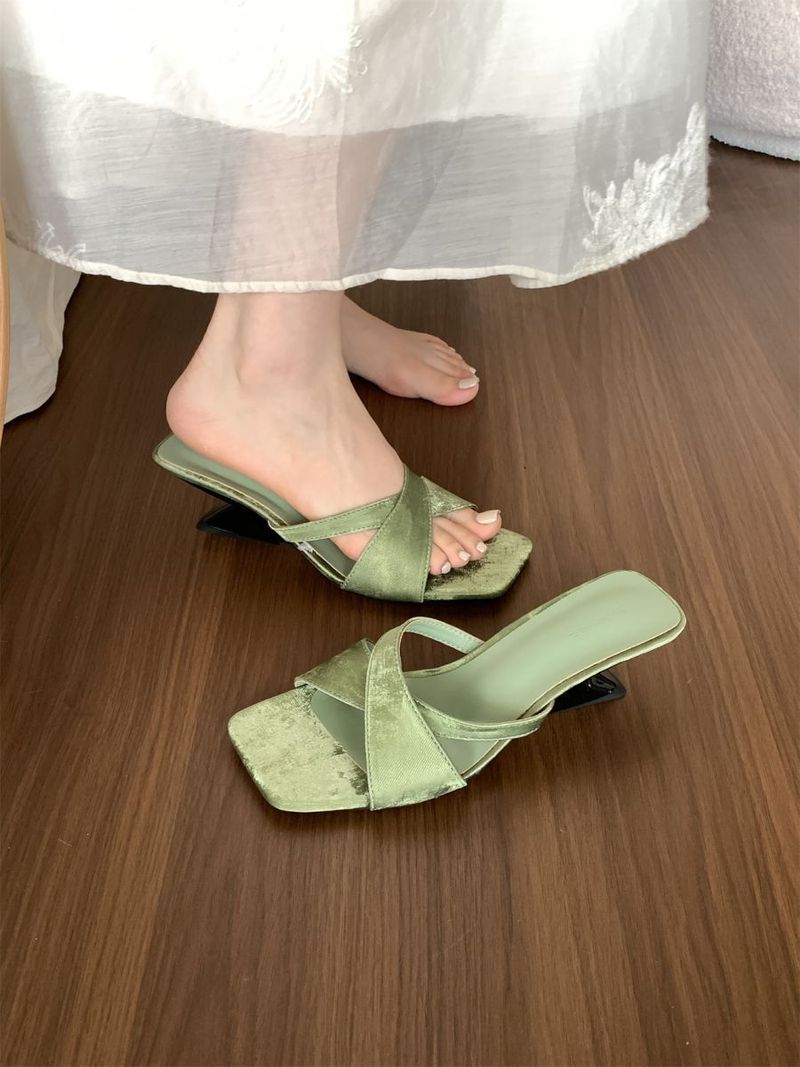 Eleganti tacchi alti con tacco spesso e inclinato, pantofole fresche, capispalla estivi da donna, novità 2025 abbinate a gonna, stile francese,_voghion.com