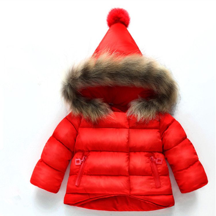 Wintermantel für Mädchen mit echtem Pelzkragen, warm wattierte Jacke für Kleinkinder und Kinder, Oberbekleidung mit Kapuze im koreanischen Stil_voghion.com