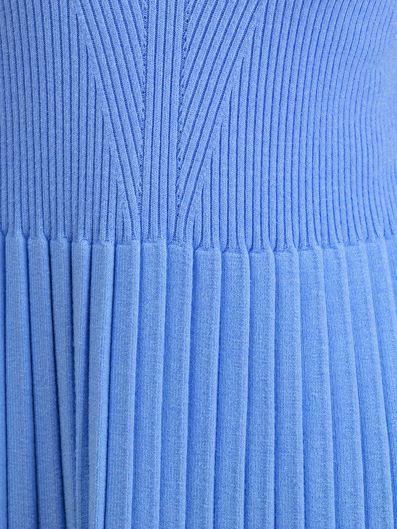Einfarbiges, halbhohes, verdicktes, knielanges Midi-Taillenkleid für Damen_voghion.com
