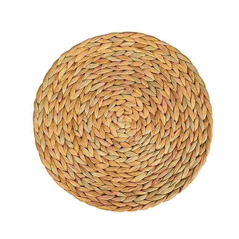 2Pcs Non-Slip Cup Table Matround Hyacinth Placemat Woven Wicker Insulation Cup Mats Straw Bowl Mats Coaster Decoration_voghion.com