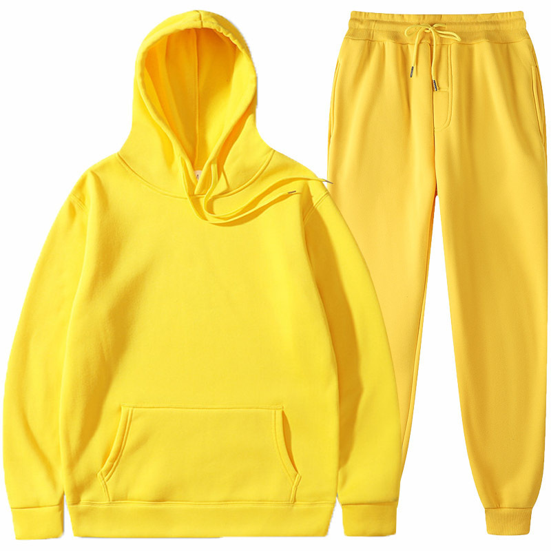 Herren-Hoodie-Set, einfarbig, Sweatshirt-Set, lässig, langärmelig, Kapuzenpullover, Hose, Polar-Fleece, zweiteilige Anzüge, Y2k-Jogginghose-Set_voghion.com