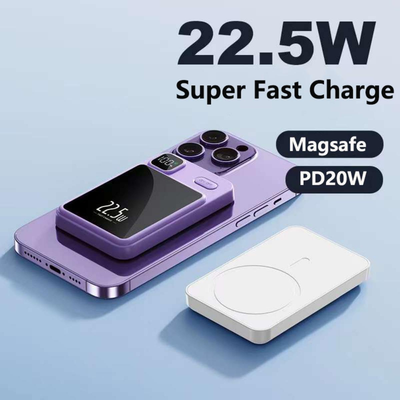 22,5 W 10 000/20 000 mAh powerbanka s magnetickou super rychlou nabíječkou Qi PD20 W bezdrátová powerbanka pro iPhone 14 Samsung Huawei Xiaomi_voghion.com