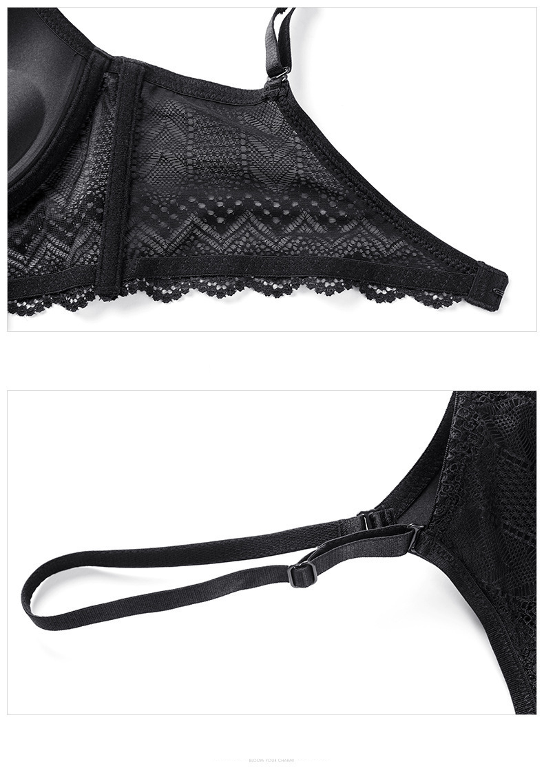 Ropa interior sexy para mujer, sujetador grande sin espalda en forma de U, hermoso sujetador de encaje en la espalda, sin costuras, sin aro de acero, ropa interior push-up de pecho pequeño, verano_voghion.com