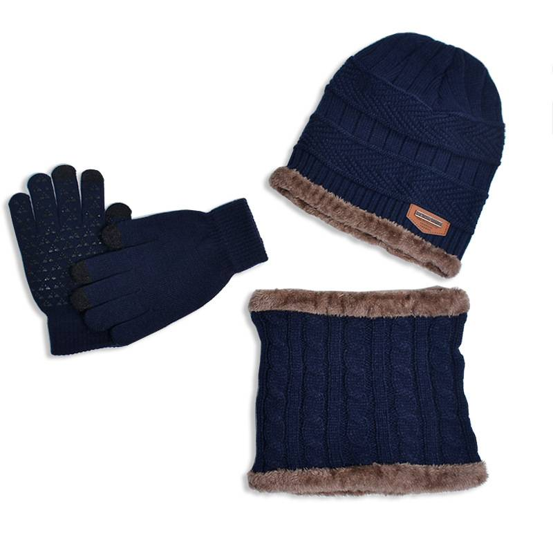 Maglione con cappello invernale, set sciarpa con filato di lana spesso, cappello lavorato a maglia autunnale e invernale da uomo europeo e americano_voghion.com