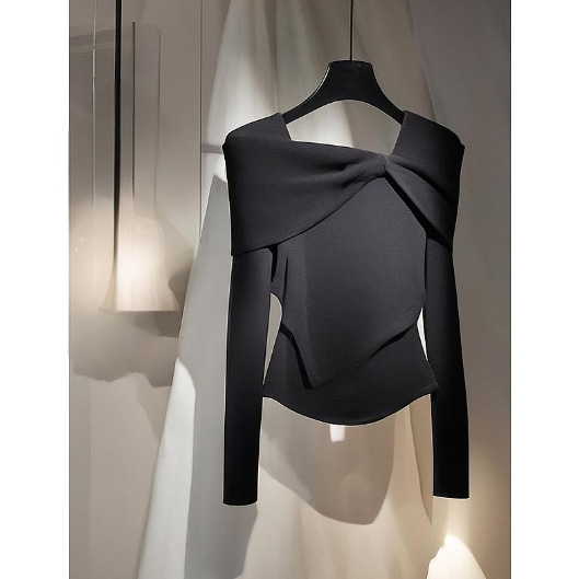 Abbigliamento femminile, le magliette più popolari di quest'anno, autunno, uniche, super belle, con fiocco nero, per le donne_voghion.com