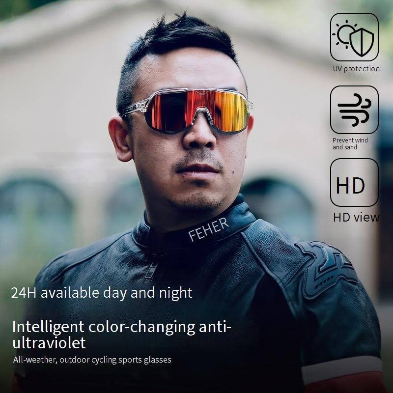 Cycling Eyewear All Weather Smart Color Changing Glasses Three Piece Goggles UV Proof Outdoor Sunglasses_voghion.com