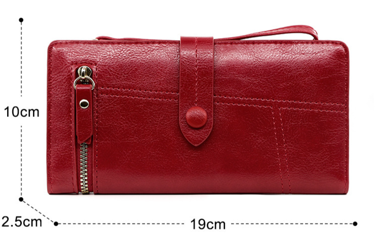 Carteira masculina, bolsa feminina, couro sintético, porta-moedas longo com zíper_voghion.com