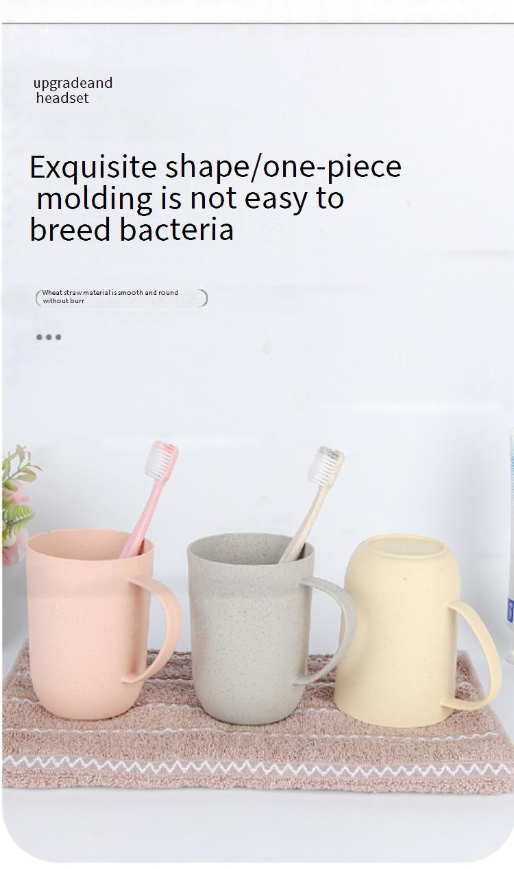 Eco-Friendly Wheat Straw Mug With Handle - Single Ear Toothbrush Cup For Students & Couples_voghion.com