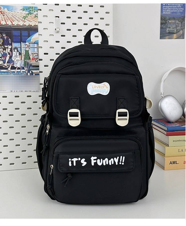 GUIYU Stilvoller Nylon-Rucksack für Schule und Uni – leicht, geräumig und trendig mit mehreren Taschen (Pink, Lila, Khaki, Blau, Grün, Schwarz)_voghion.com