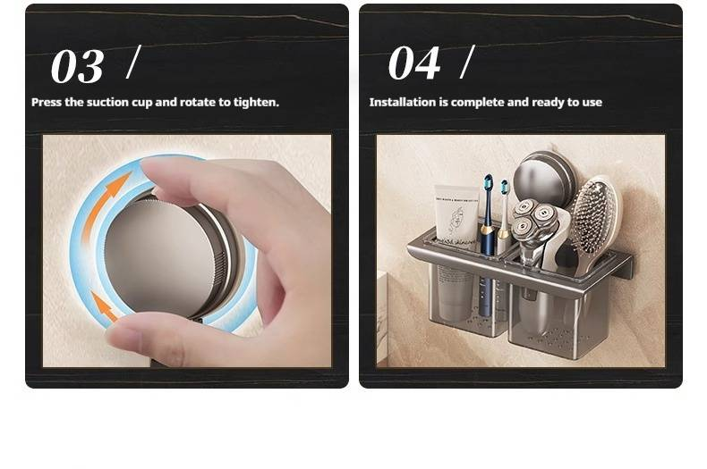 Bathroom Suction Cup Rack Toothbrush Toothpaste Comb Storage Box Wash Basin Cosmetic Pen Storage Tube Vacuum Suction Cup_voghion.com