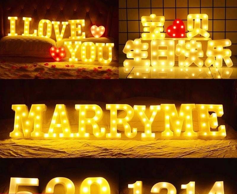 Letreiros de LED com letras - Letreiros de alfabeto e números personalizáveis para decoração de aniversários, casamentos e festas_voghion.com