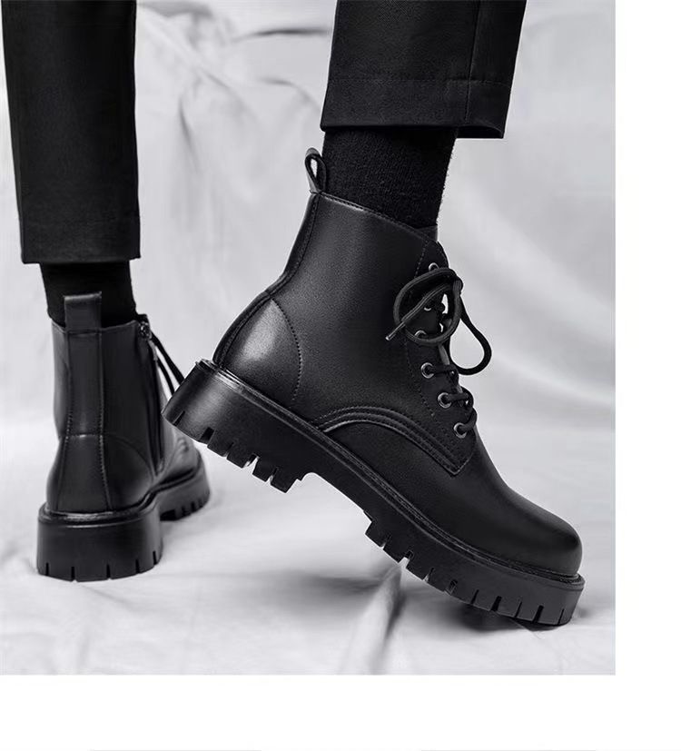 Zipper Martin Boots Men's Spring And Autumn High-top British Retro Men's Ankle Boots_voghion.com