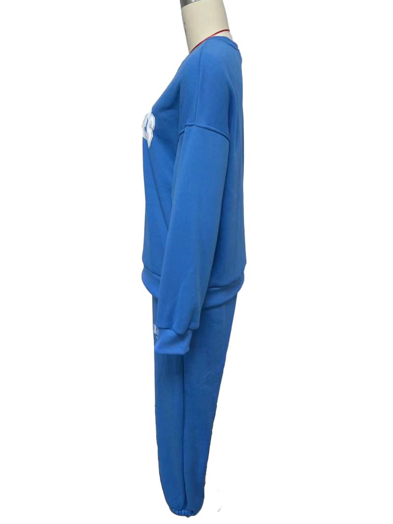 Damenbekleidung Lässiger, modisch bedruckter, verdickter Anzug plus Samt-Sweatshirt mit langen Ärmeln_voghion.com