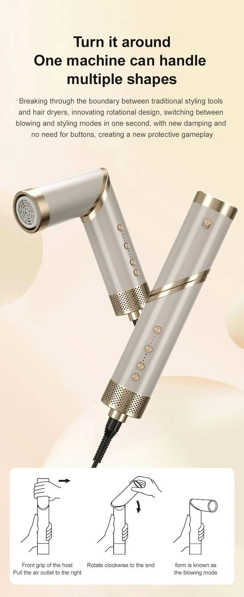 5-in-1 Set: Hot Brush, Curling Iron, Professional Hair Dryer Styling Tool_voghion.com