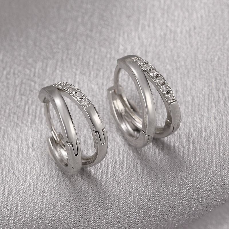 Aurora Atelier 925 Sterling Silver Crystal Zirconia Hoop Earrings For Women Fashion Simple Double Ring Circle Earrings Punk Jewelry Party Gifts_voghion.com