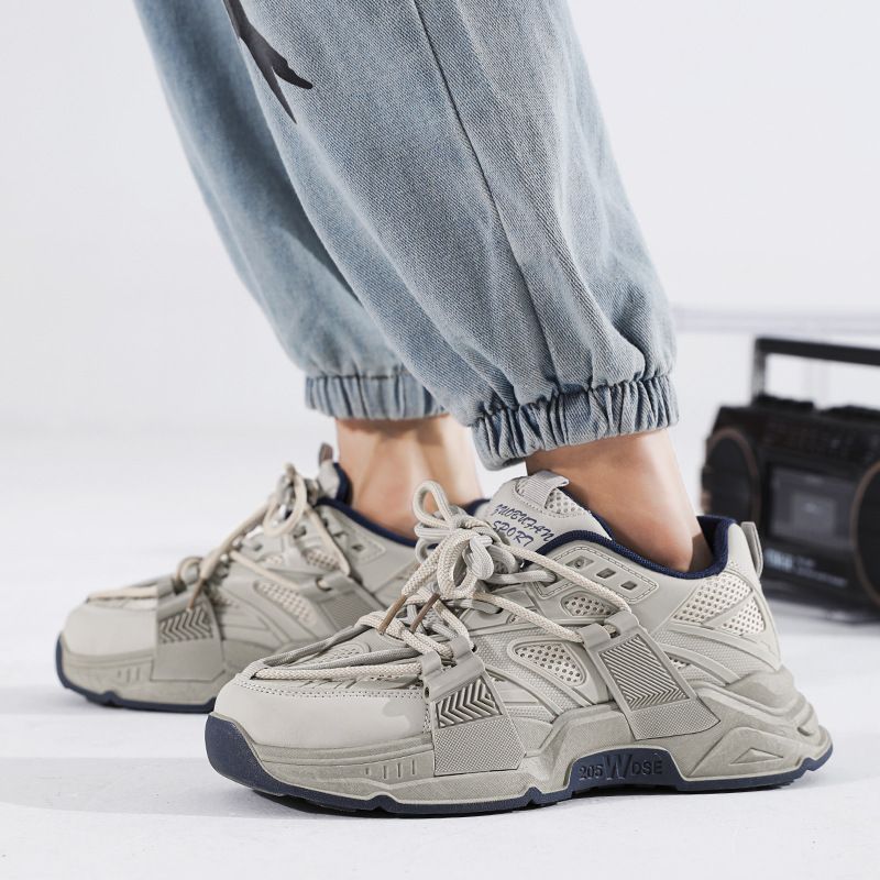 Scarpe da corsa sportive e per il tempo libero con suola spessa, per uomo, estive 2025, traspiranti, grigie, per papà e studenti_voghion.com