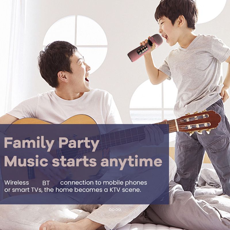 Microfone de karaokê compatível com Bluetooth, microfone portátil sem fio para cantar, suprimentos para festas de KTV em casa_voghion.com