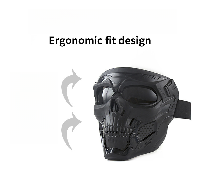 Casco da ciclismo antivento per esterni, maschera da scheletro antiproiettile per Halloween, accessorio horror per fan militari_voghion.com