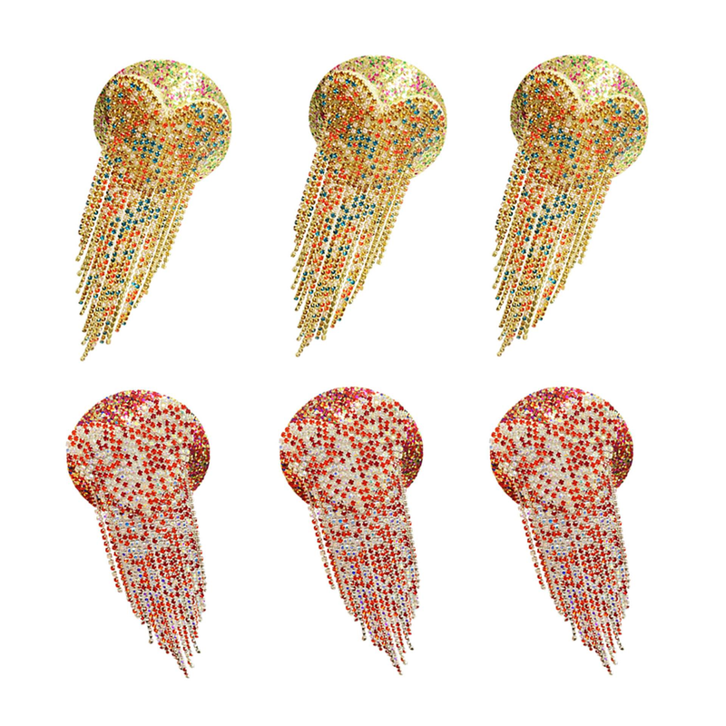 Cross-border supply carnival diamond nipple stickers sexy diamond chain love tassel erotic nipple stickers Valentine's Day chest stickers_voghion.com