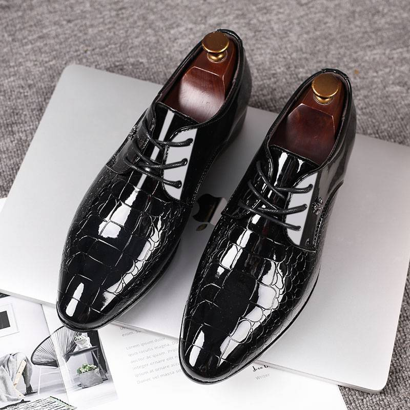 Sharp Pointed Leather Shoes, Popular Men's Shoes, Low Top Shoes, Glossy Surface_voghion.com