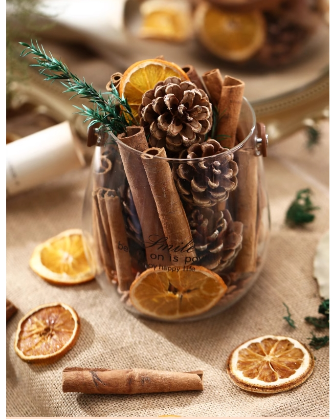 Tragbares, flammenloses, duftendes Zimtornament, Diffusor aus getrockneten Blumen und Zitrone, lang anhaltender, reinigender Duftdiffusorbecher im Schlafzimmer_voghion.com