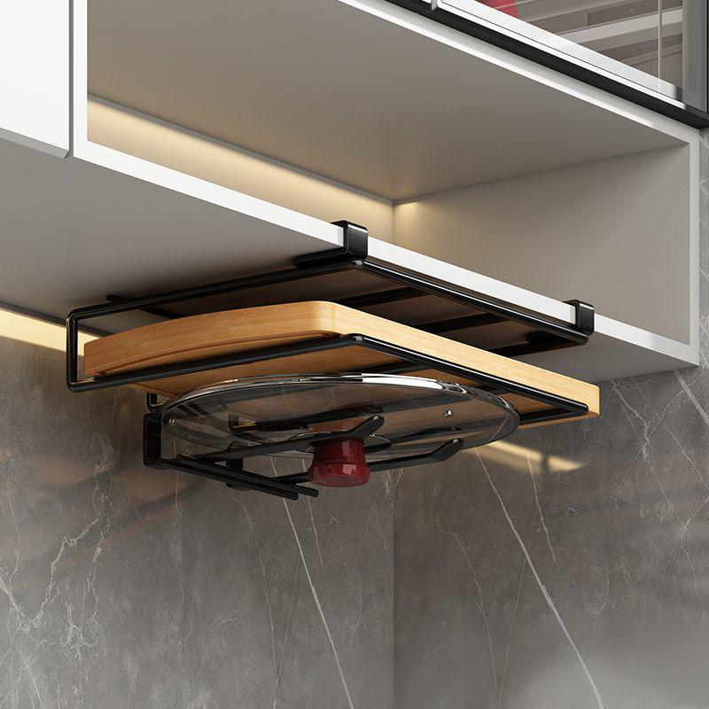 Under Cabinet Organizer No Drill Pot Lid Holder Cutting Board Rack Paper Towel Storage Space Saving Kitchen Shelf_voghion.com