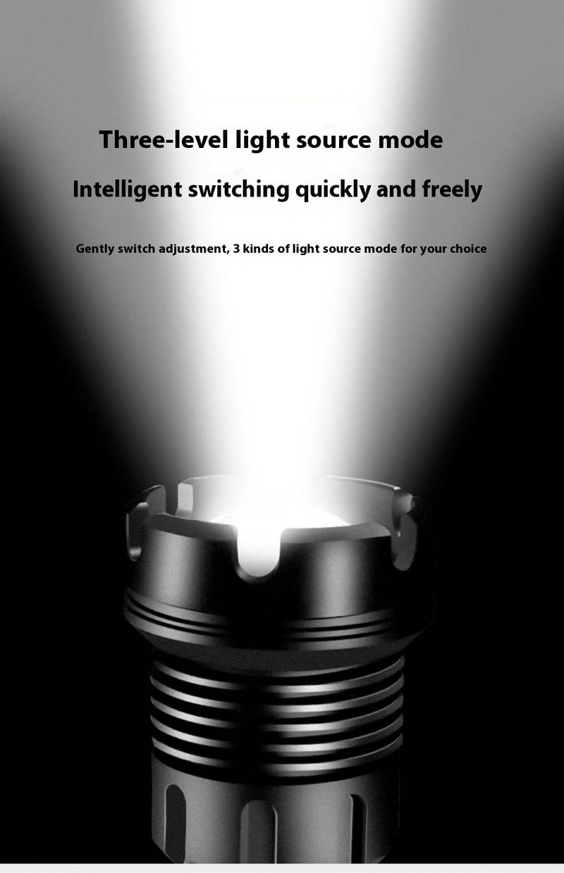 P90 Tactical Flashlight - Ultra Bright 10000 Lumens LED, Zoomable Rechargeable Aluminum Flashlight For Outdoor, Camping, Emergency_voghion.com