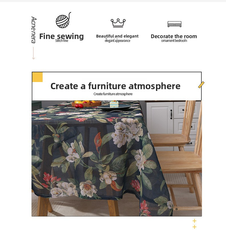 Tovaglia Nordica - Copritavolo antiscivolo in poliestere con motivo floreale per sala da pranzo/ufficio, stile scandinavo (da 100x100 cm a 140x220 cm, 5 colori)_voghion.com