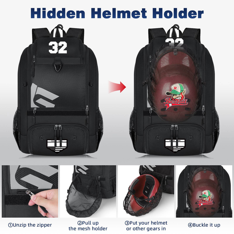 Jugend-Baseball-Rucksack, Softball-Tasche für Jungen, atmungsaktiv, T-Ball, Baseball-Ausrüstung und -Ausrüstung_voghion.com