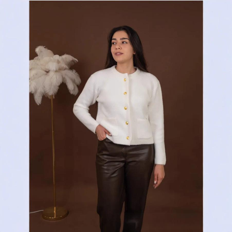 Women's Clothing Elegant Knit Cardigan Women's Fall Winter Fashion Loose Fit Chunky Knit Open Front Coat With Buttons_voghion.com