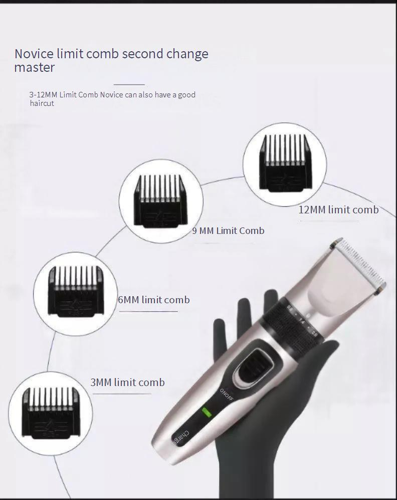 Professional Cordless Hair Clipper For Men - Ceramic Blade, Rechargeable, Self-Cleaning, Multiple Attachments (Gold Edition)_voghion.com