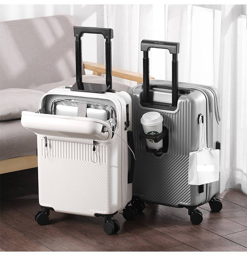 Durable ABS+PC Luggage With USB Port & Front Opening, Spinner Wheels, 20/22/24/26 Inch Carry-On Suitcase For Travel & Business_voghion.com