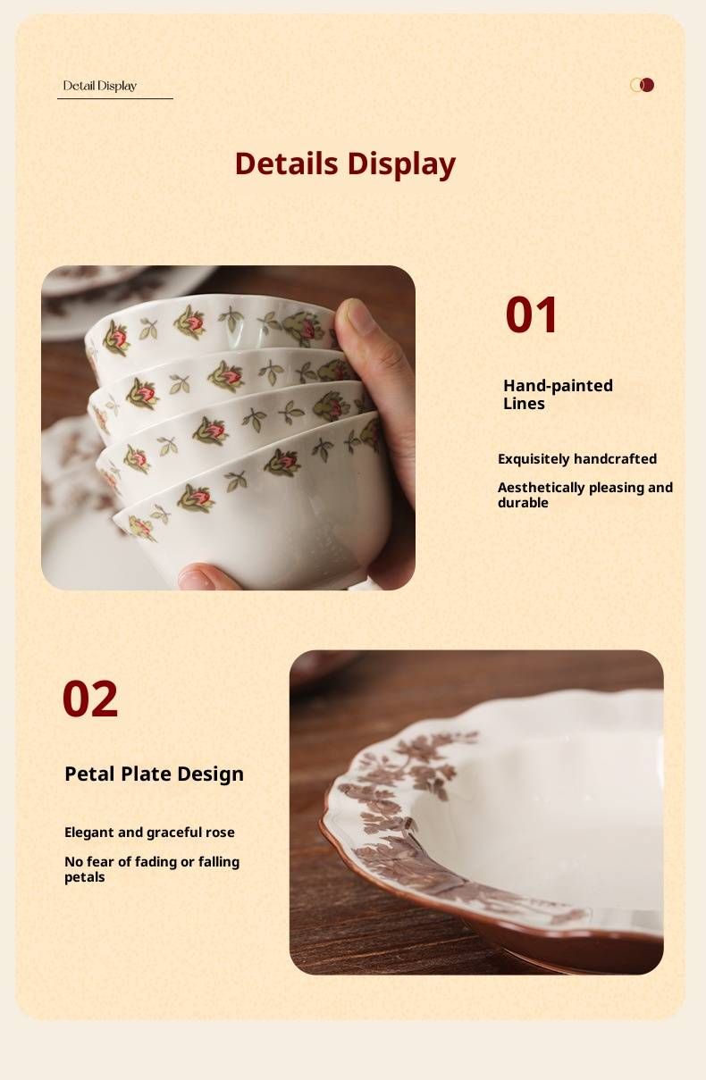 French-Style Ceramic Dinnerware Set – 16-Piece Nordic Aesthetic Bowl & Plate Gift Box, Floral Embossed, Microwave Safe, Elegant Tableware For Home_voghion.com