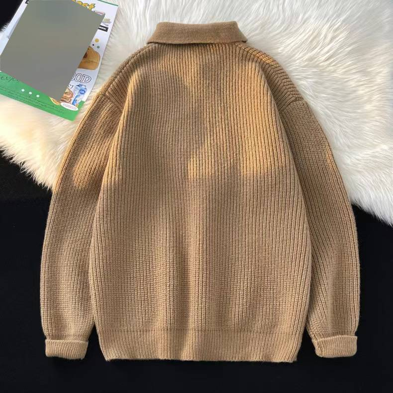 Oversized Shawl Collar Sweater – Unisex Chunky Knit Pullover With Dropped Shoulder (M-3XL, Winter Cotton-Blend, Minimalist Streetwear Top)_voghion.com