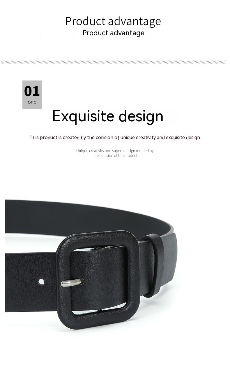 2023 Nuova cintura decorativa color caramello nuova fibbia quadrata Cintura larga per jeans versatili alla moda da donna_voghion.com