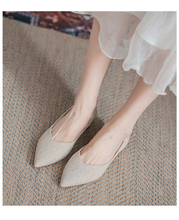 Chaussures plates pointues et pointues pour femmes, nouvelles chaussures de demoiselle d'honneur scintillantes et polyvalentes à bouche peu profonde, un pied_voghion.com