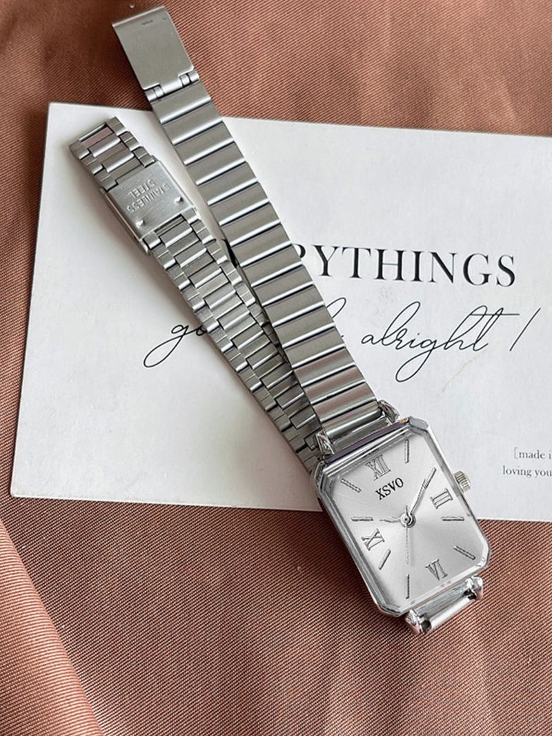 Women's Watches Fashion Strip Nail Mixed Scale Bamboo Joint Steel Belt Women's Quartz Watch + Earring Set 13pcs_voghion.com