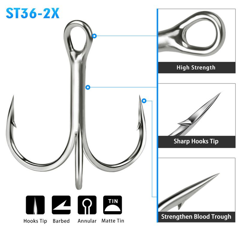 Lure Treble Bright Tin Fish With Barbs Triple Anchor Double Reinforced High Carbon Steel Bait Hook Fishing Gear_voghion.com