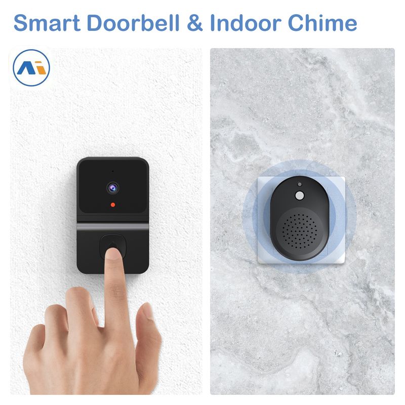 Interphone visuel sans fil à faible consommation d'énergie pour téléphone portable, modèle privé, surveillance, sonnette intelligente WiFi, ensemble Dingdong_voghion.com
