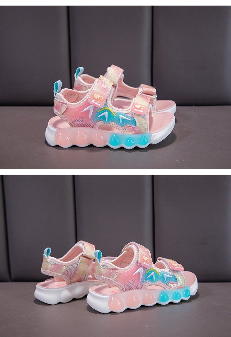 Sandali sportivi arcobaleno per bambini 2024 Estate Nuovo antiscivolo Suola morbida verso l'esterno Indossare scarpe da spiaggia aperte per ragazzi e_voghion.com