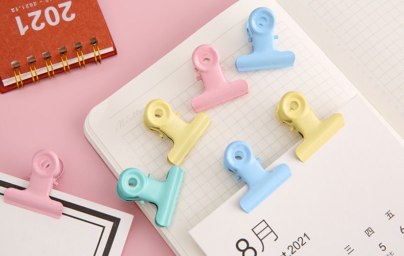 Yaratıcı şeker renkli metal küçük klips makaron küçük kitap klipsi kitap DIY el yapımı klip okul sınav kağıdı ödev klipsi_voghion.com
