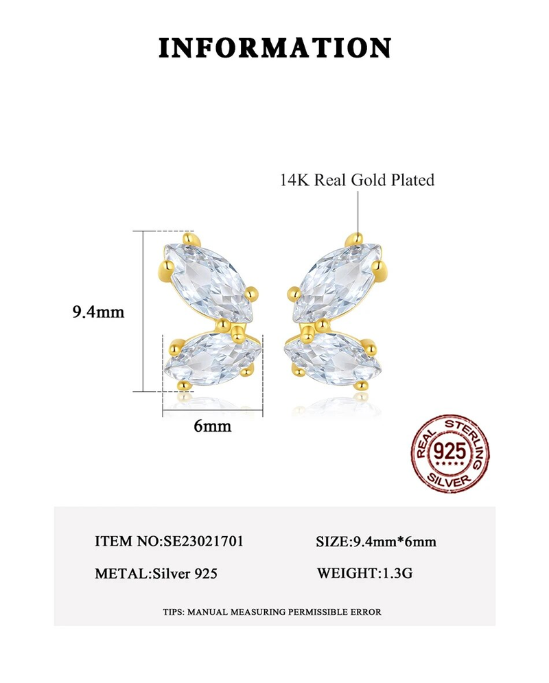 Orecchini a bottone a forma di ali di farfalla in argento sterling autentico per donna Gioielli raffinati Orecchini a bottone per donna Dichiarazione Amici_voghion.com