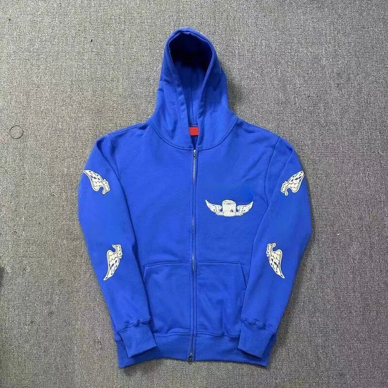 Ropa deportiva con capucha para hombre, cárdigan con estampado de alas de Devil's Island, chaqueta informal con cremallera, traje deportivo_voghion.com