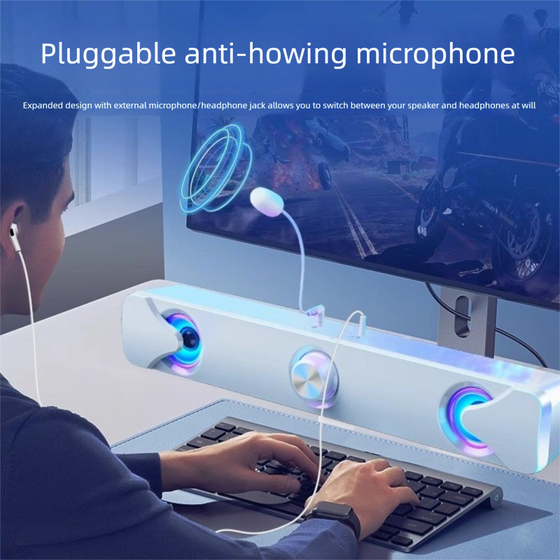 Computer Speakers Home Desktop Bluetooth Wired With External Microphone USB Laptop One-Line Connection_voghion.com