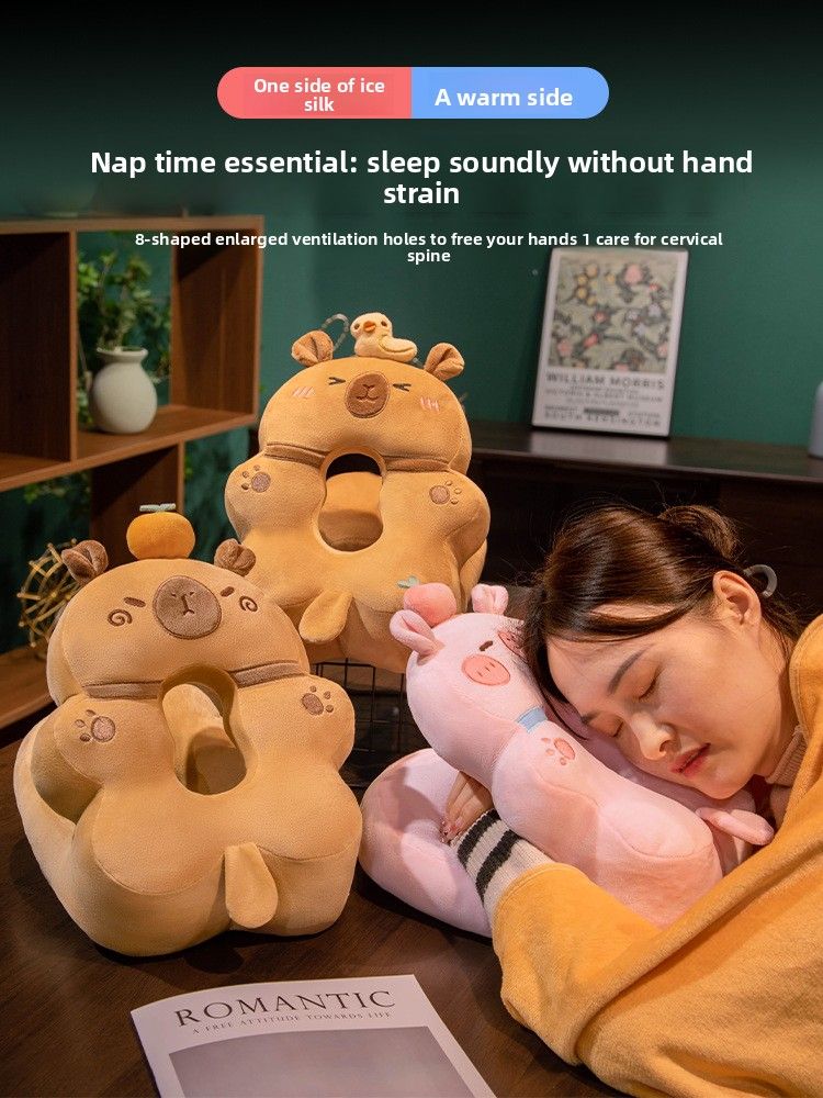 Cuscino per dormire in seta ghiacciata per bambini, per studenti delle scuole elementari, Kapibara Office Nap Artifact_voghion.com