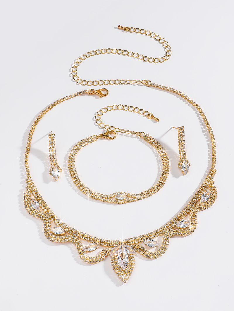 Hot selling dress necklace set, fashionable high-end zirconia color necklace, earring jewelry two-piece set_voghion.com