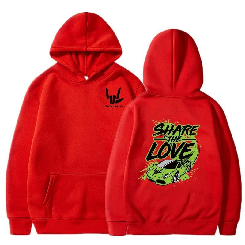 Felpa con cappuccio in pile stampato Share The Love, autunno e inverno 2025, abbigliamento leggero per bambini_voghion.com